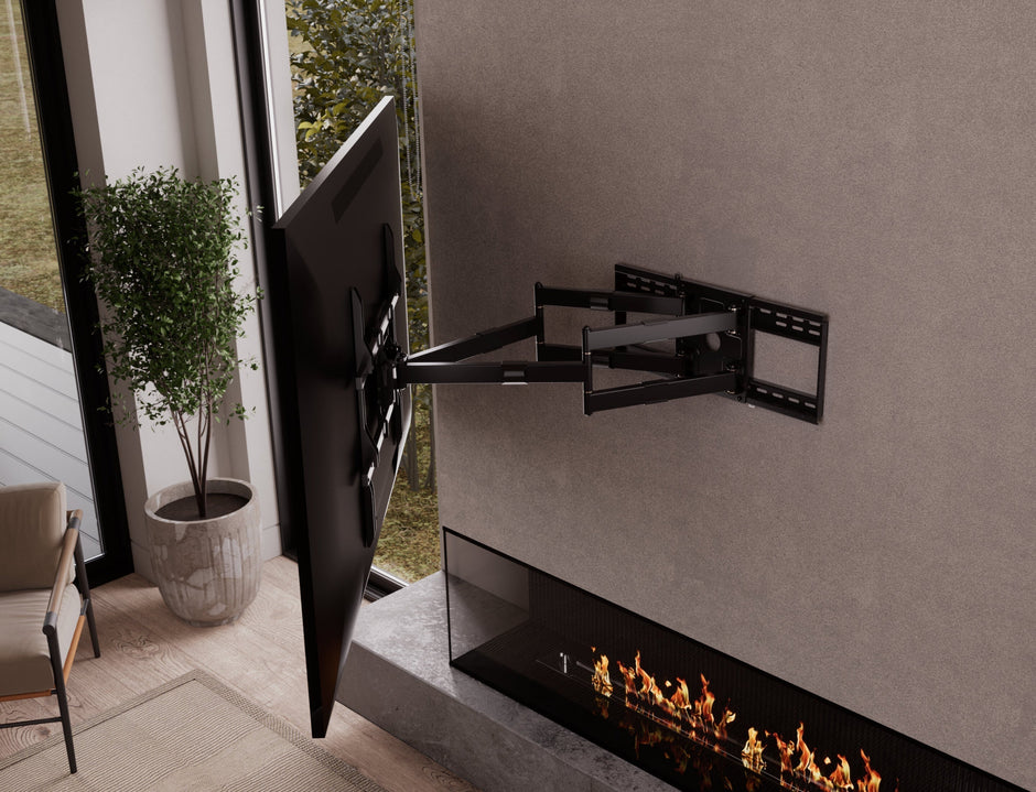 The Best Full Motion TV Mounts for Ultimate Viewing Comfort full motion tv mount on top of fireplace