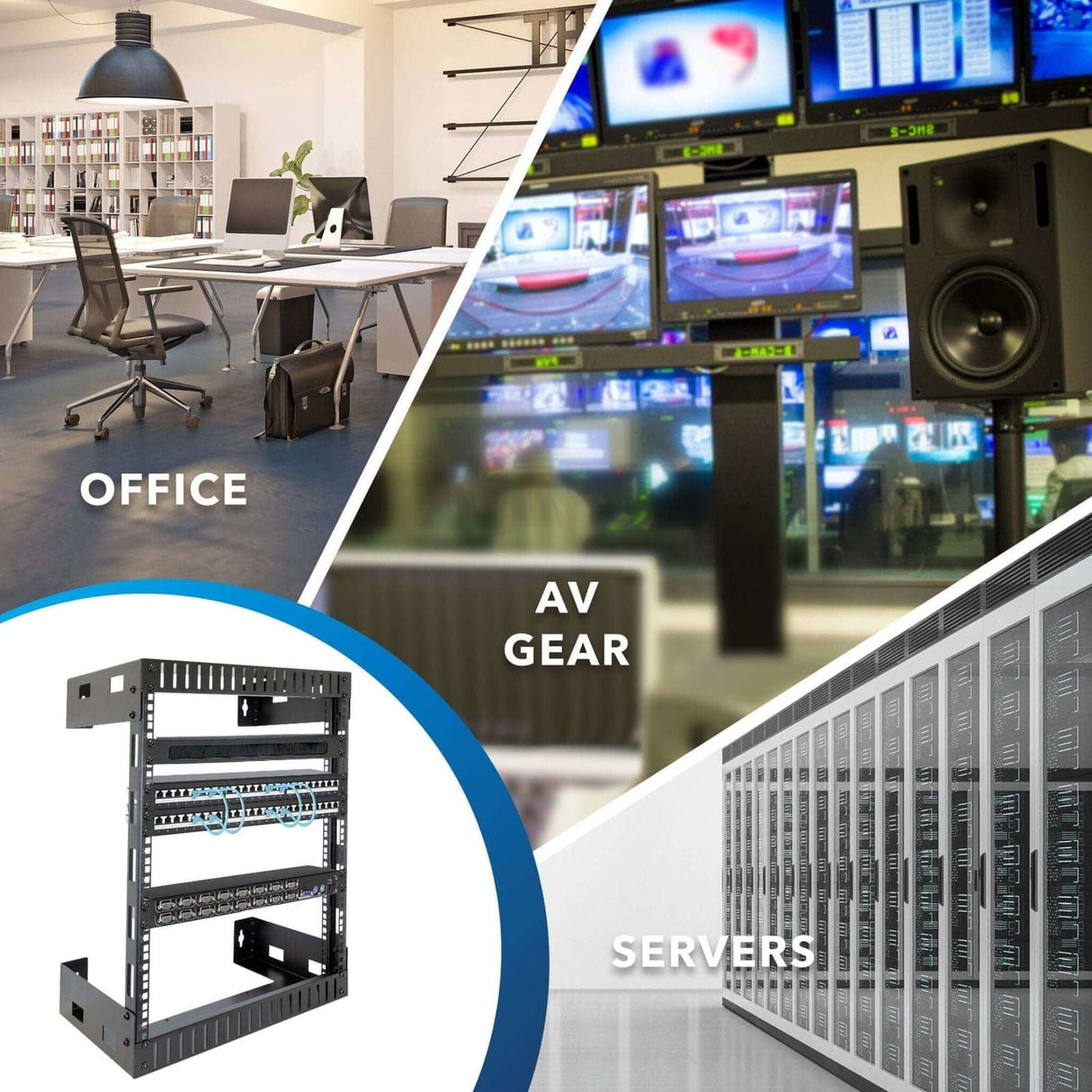 12U Black Steel Open Frame Wall Rack Server and Networking Racks - 12U Black Steel Open Frame Wall Rack - Mount-It! - MI-7633