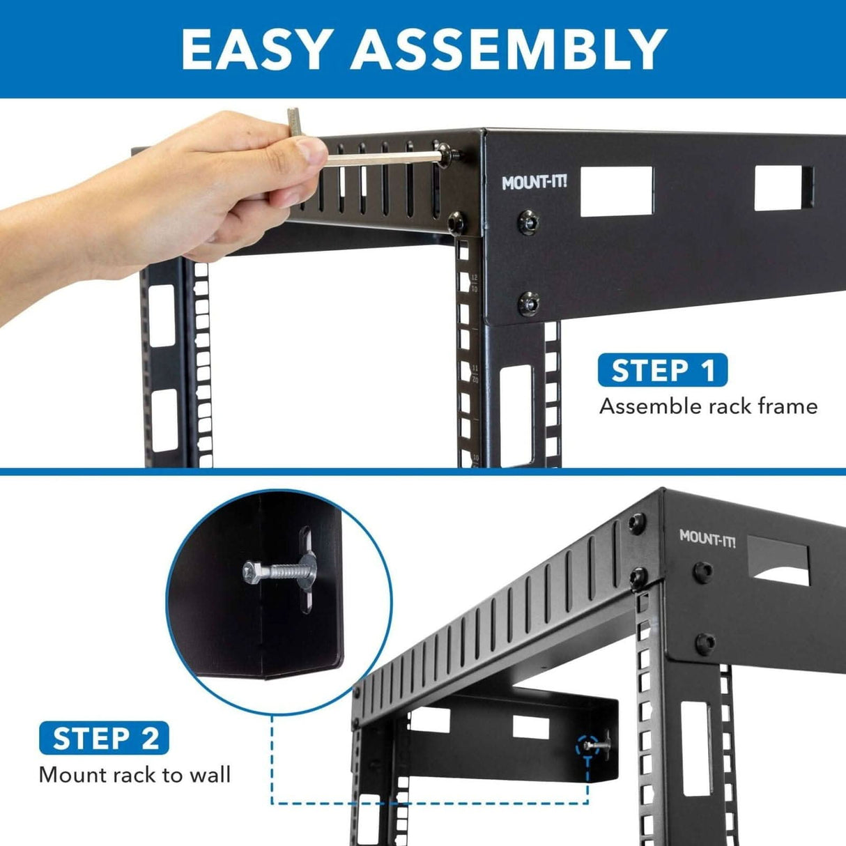 12U Black Steel Open Frame Wall Rack Server and Networking Racks - 12U Black Steel Open Frame Wall Rack - Mount-It! - MI-7633