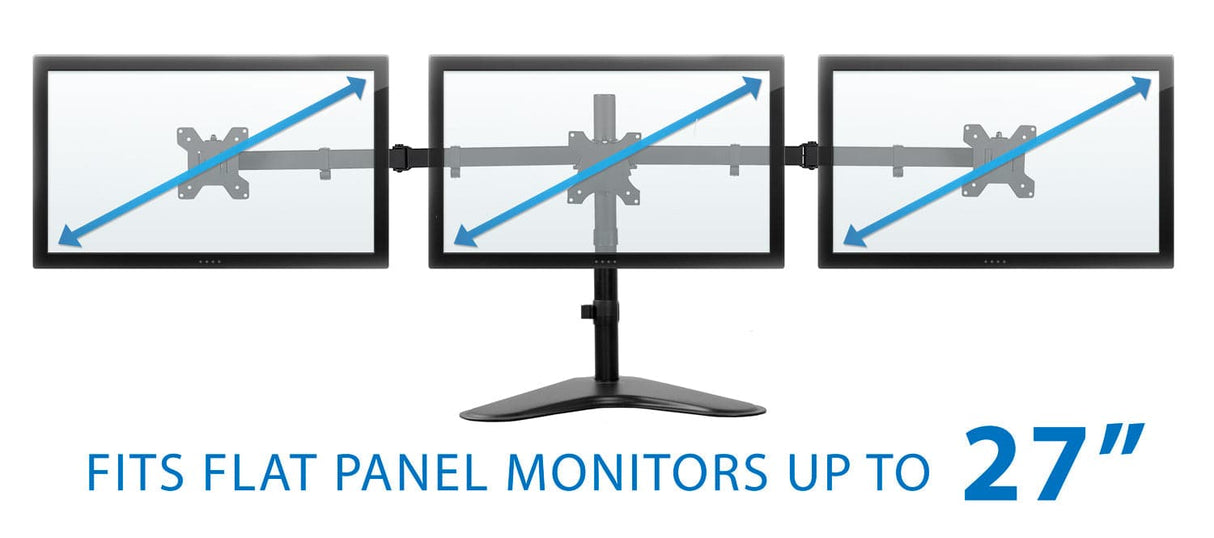 Triple Monitor Stand | 19" to 27" Screen Sizes 19-27 Inch Monitors Monitor Stands - Triple Monitor Stand | 19" to 27" Screen Sizes - Mount-It! - MI-2789