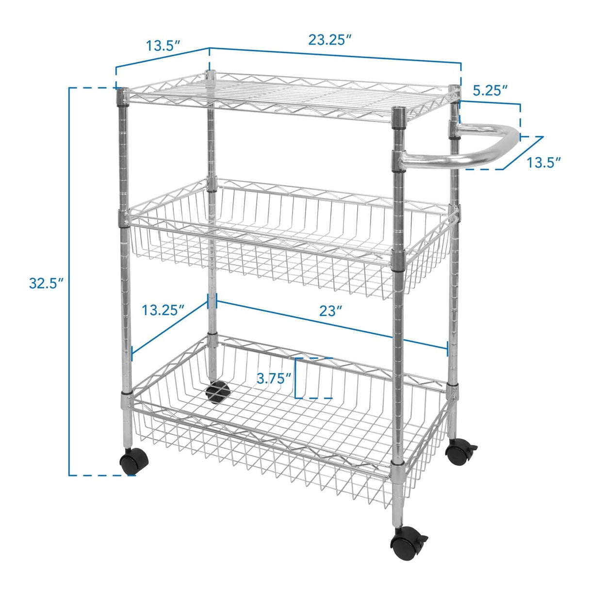 3-Tier Rolling Utility Cart Storage - 3-Tier Rolling Utility Cart - Mount-It! - MI-7860