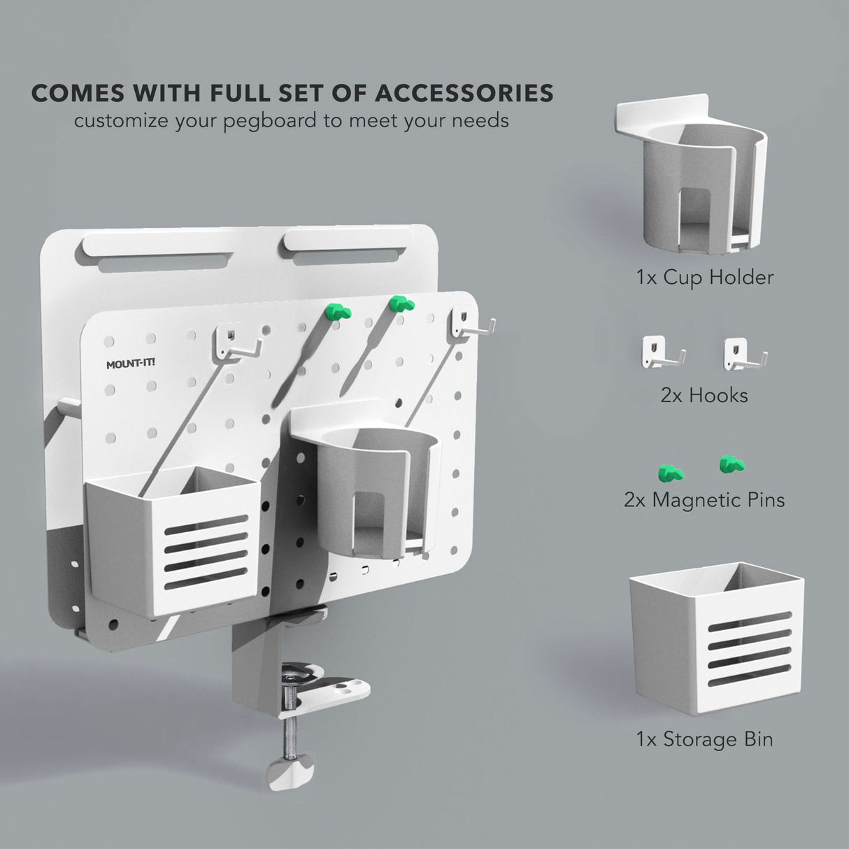 360° Rotating Pegboard and Organizer with Accessories Desk Accessories - 360° Rotating Pegboard and Organizer with Accessories - Mount-It! -