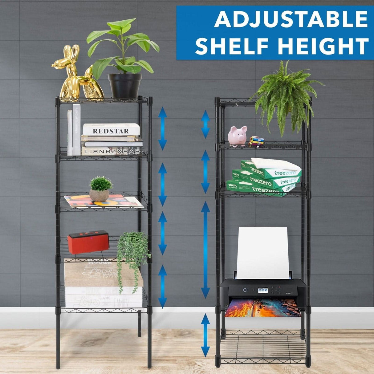 5 Tier Metal Shelving Unit Storage - 5 Tier Metal Shelving Unit - Mount-It! - MI-7861