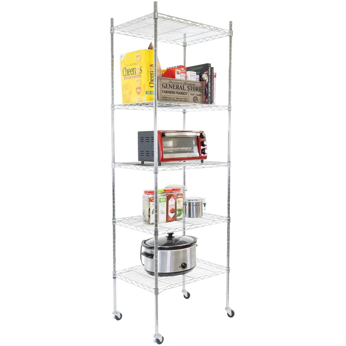5 Tier Wire Shelving with Wheels Storage - 5 Tier Wire Shelving with Wheels - Mount-It! - MI-7862