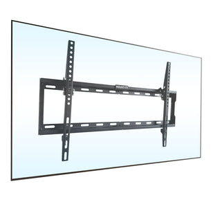 Mount-It! Low Profile Tilt TV Wall Mount securely attached to a flat-screen TV, showcasing its slim 1-inch profile designed to hold TVs from 37 to 80 inches with up to 121 lbs support, featuring tool-free tilt adjustment for reducing glare and improving viewing angles, made from durable steel with compatibility for various VESA patterns, ideal for a clean, space-saving installation in residential or commercial settings. Mount-It! Low Profile Tilt TV Wall Mount securely attached to a flat-screen TV, showcasing its slim 1-inch profile designed to hold TVs from 37 to 80 inches with up to 121 lbs support, featuring tool-free tilt adjustment for reducing glare and improving viewing angles, made from durable steel with compatibility for various VESA patterns, ideal for a clean, space-saving installation in residential or commercial settings.