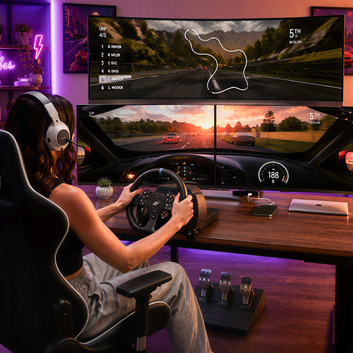 Heavy-Duty Triple Monitor Mount with Gas Spring Arms