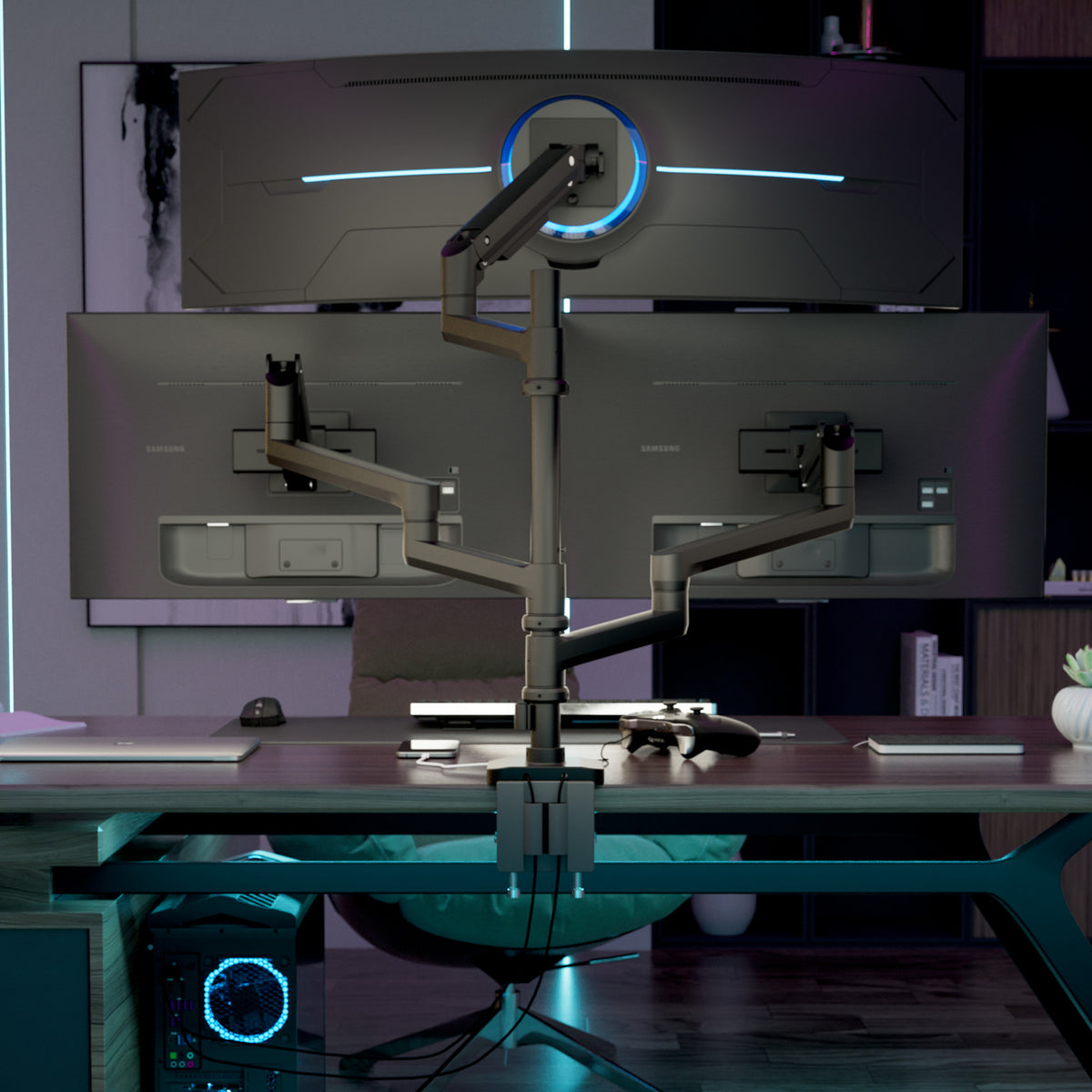 Heavy-Duty Triple Monitor Mount with Gas Spring Arms
