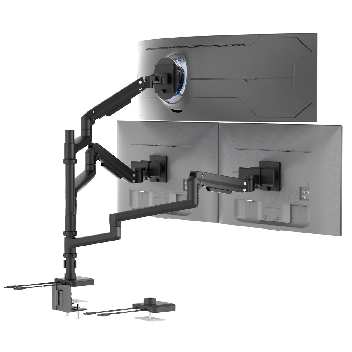 Heavy-Duty Triple Monitor Mount with Gas Spring Arms