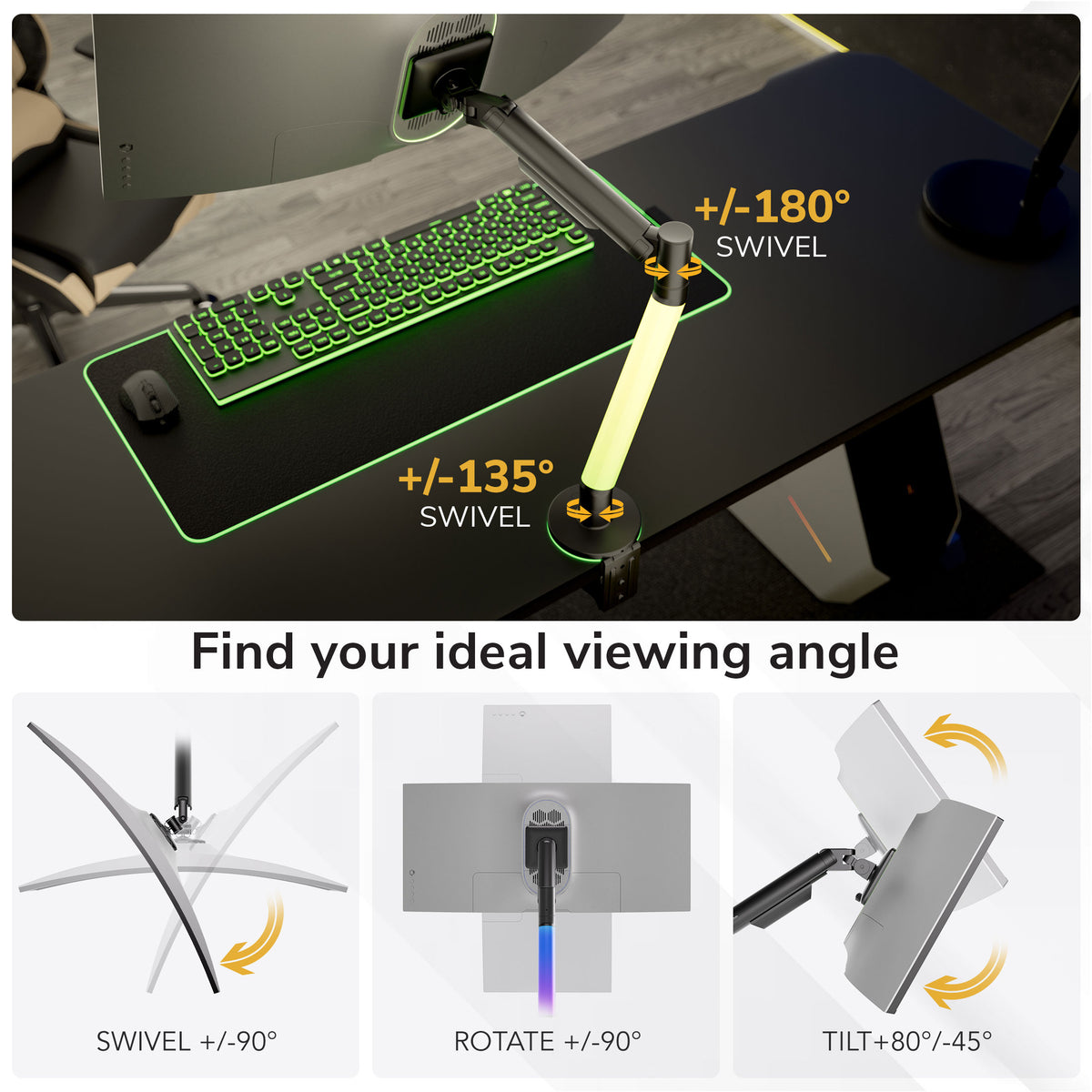 Monitor Mount with RGB Lighting