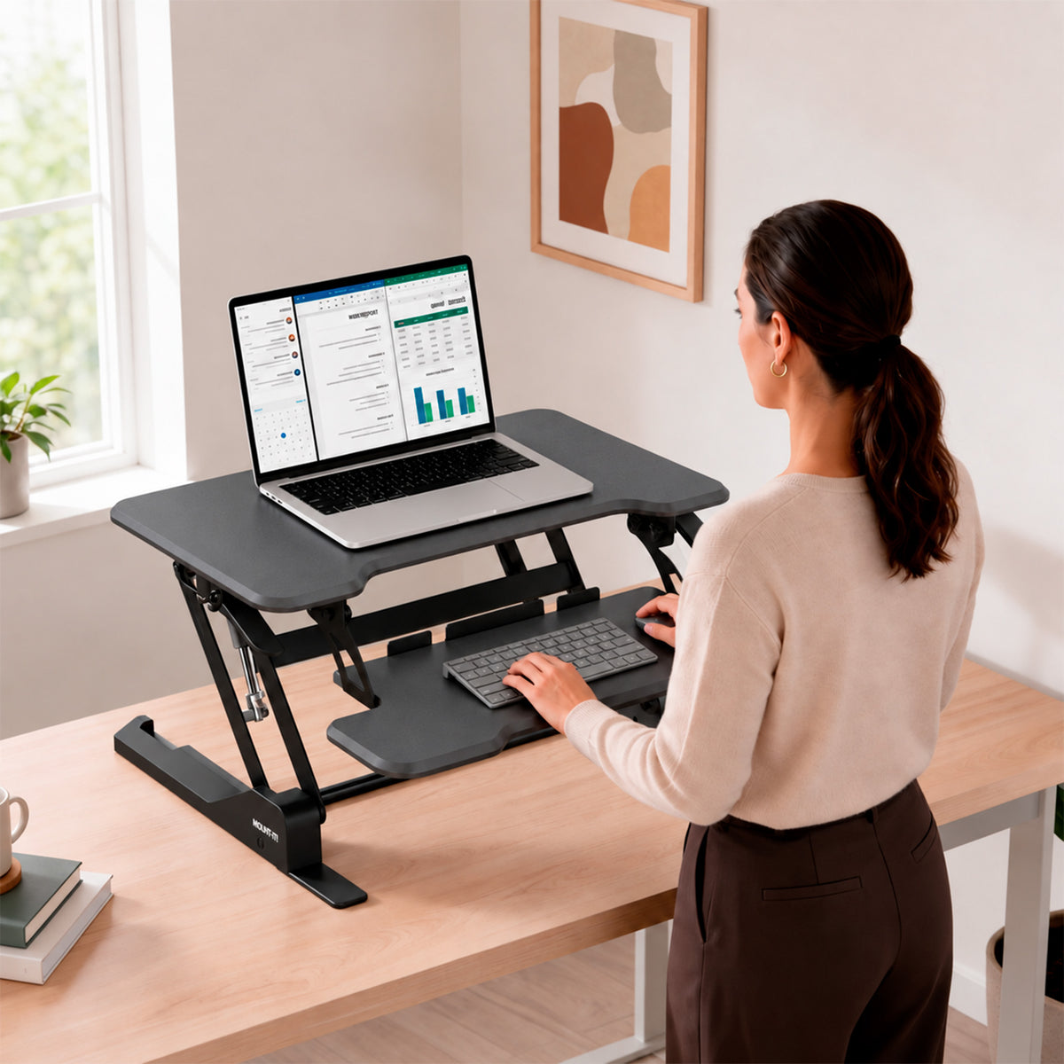 Compact Standing Desk Converter with 30" Desktop
