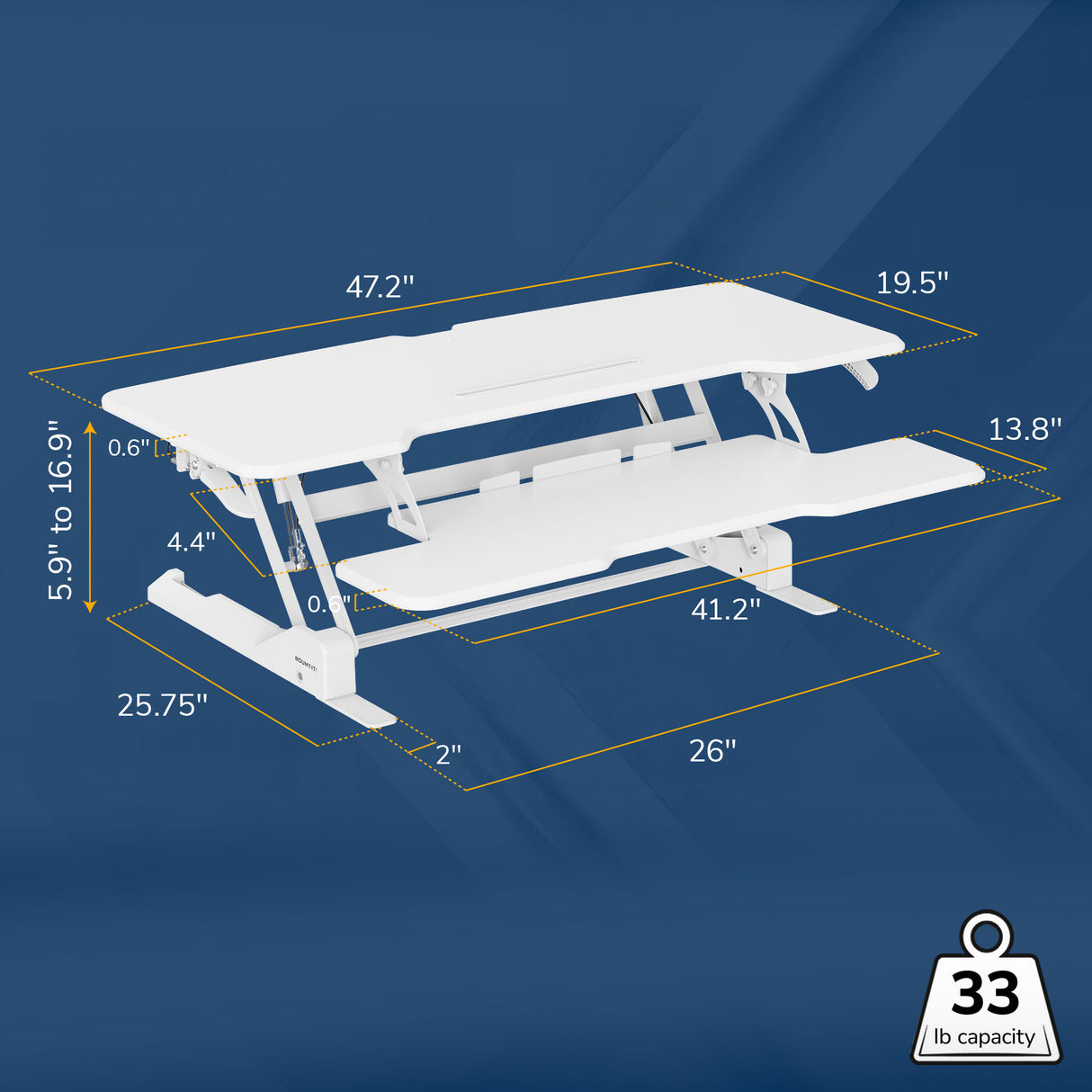 Large Standing Desk Converter with 47" Desktop