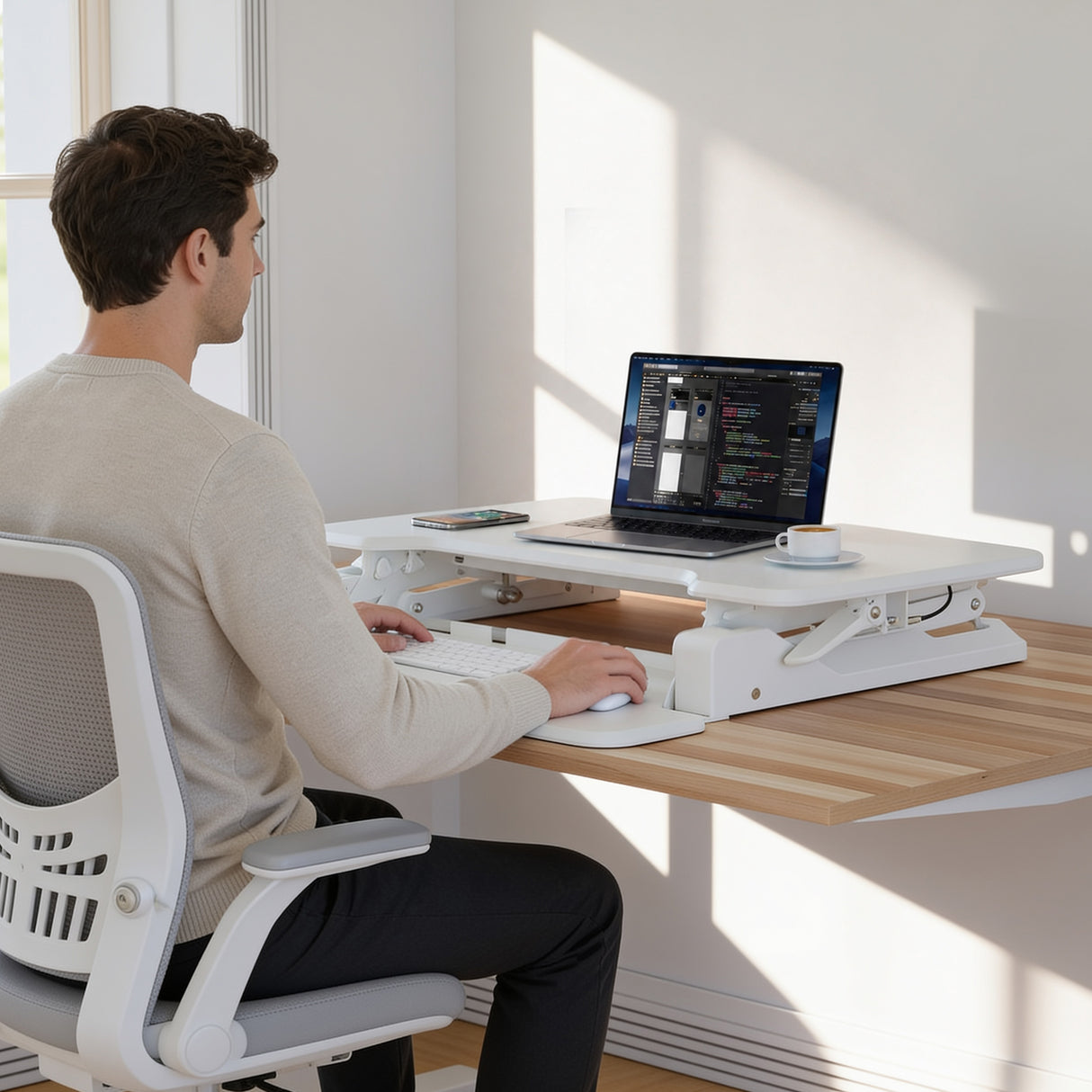 Compact Standing Desk Converter with 30" Desktop