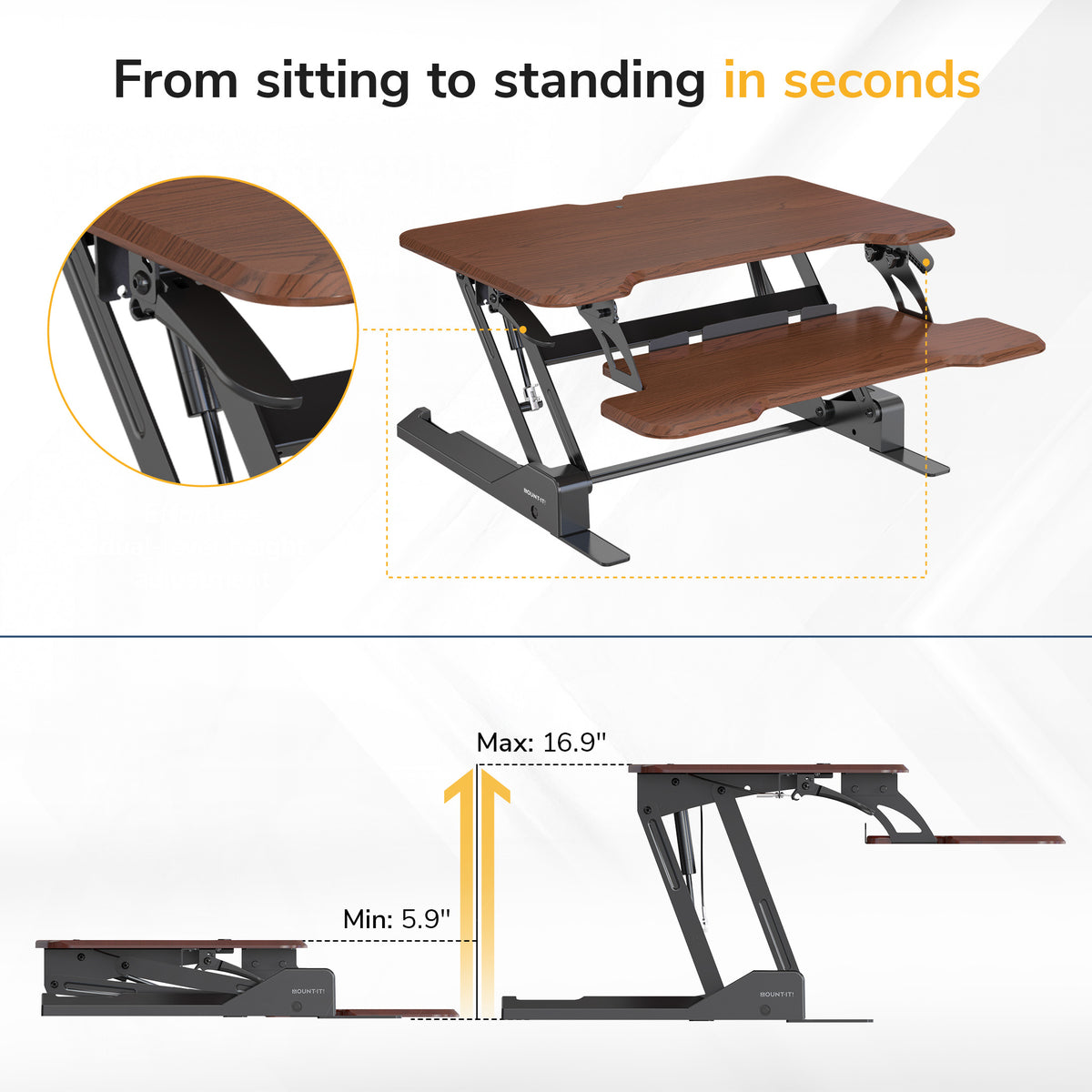 Compact Standing Desk Converter with 30" Desktop