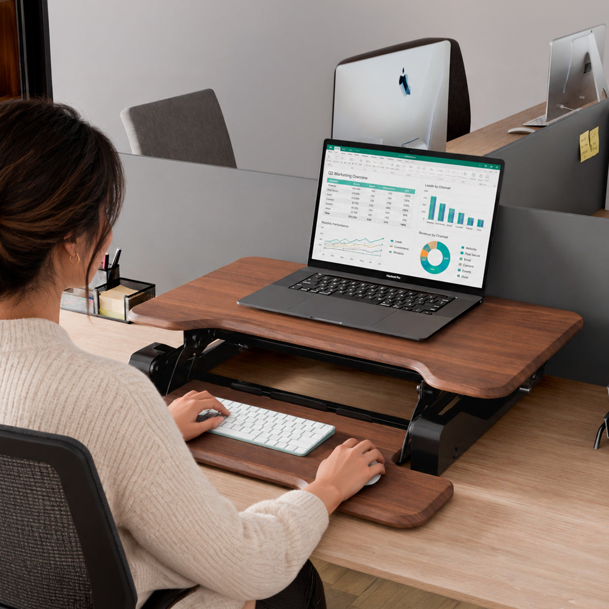 Compact Standing Desk Converter with 30" Desktop