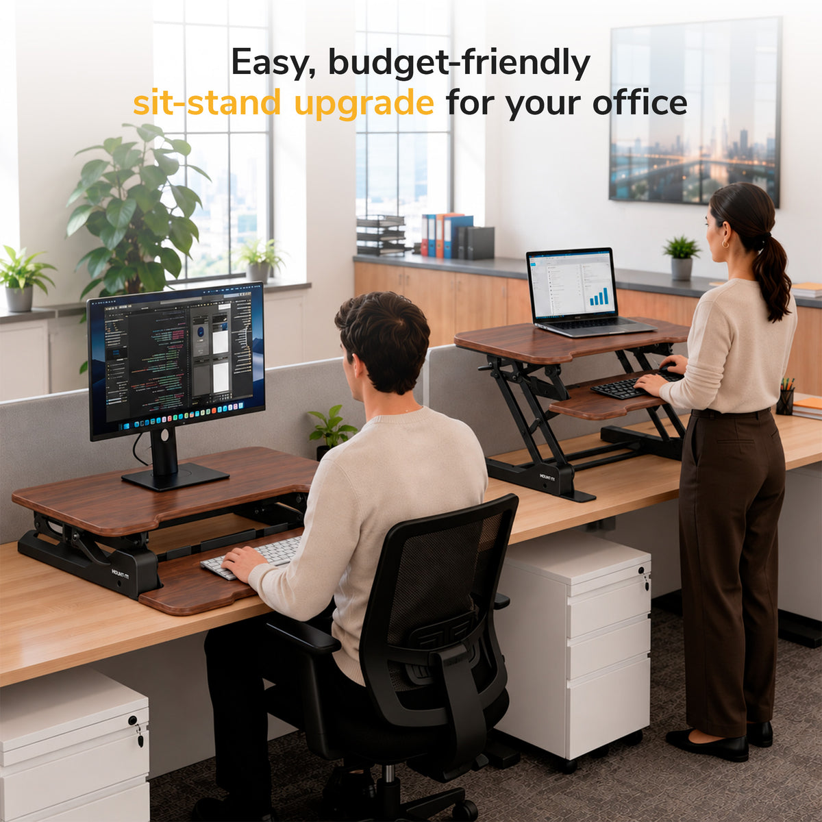 Compact Standing Desk Converter with 30" Desktop