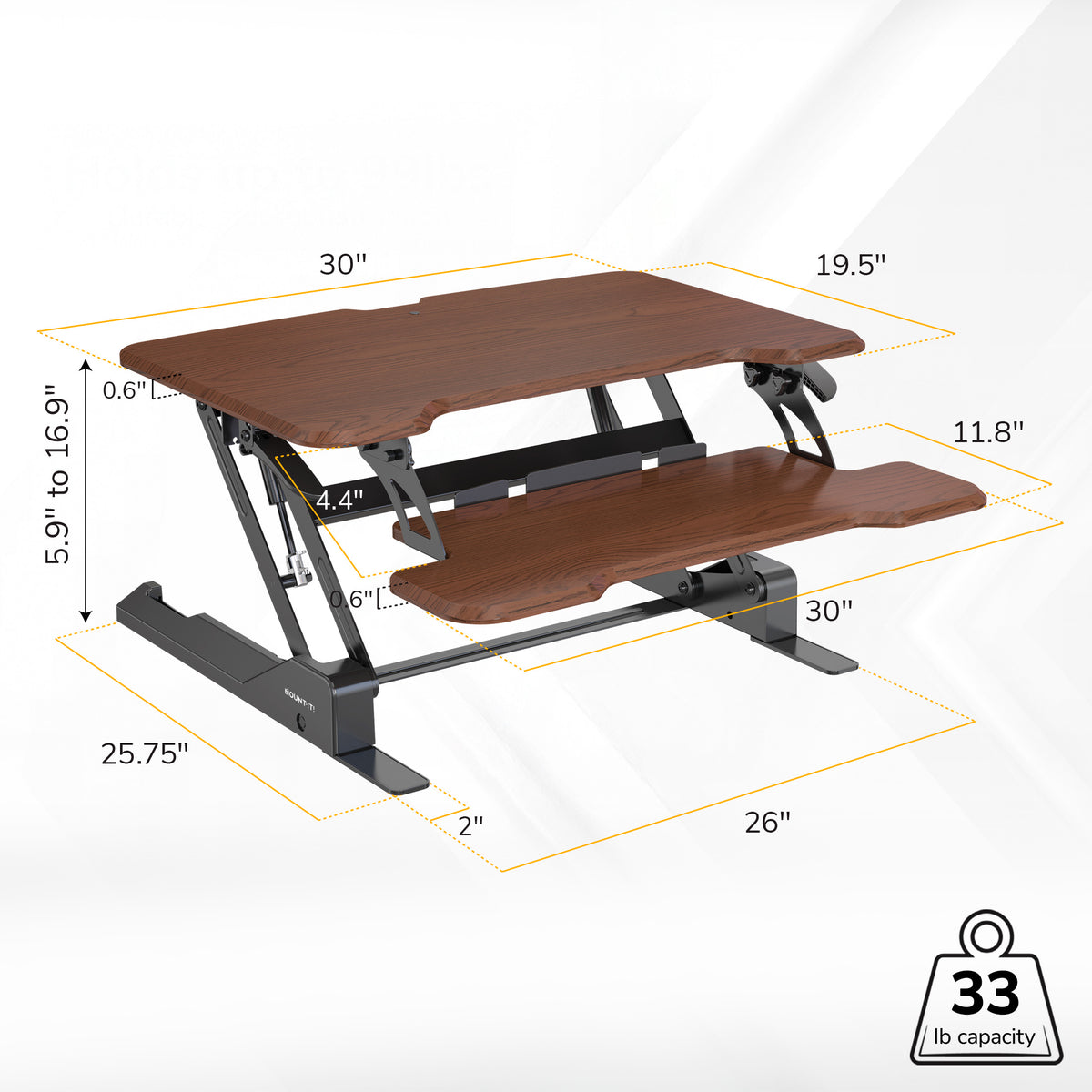 Compact Standing Desk Converter with 30" Desktop