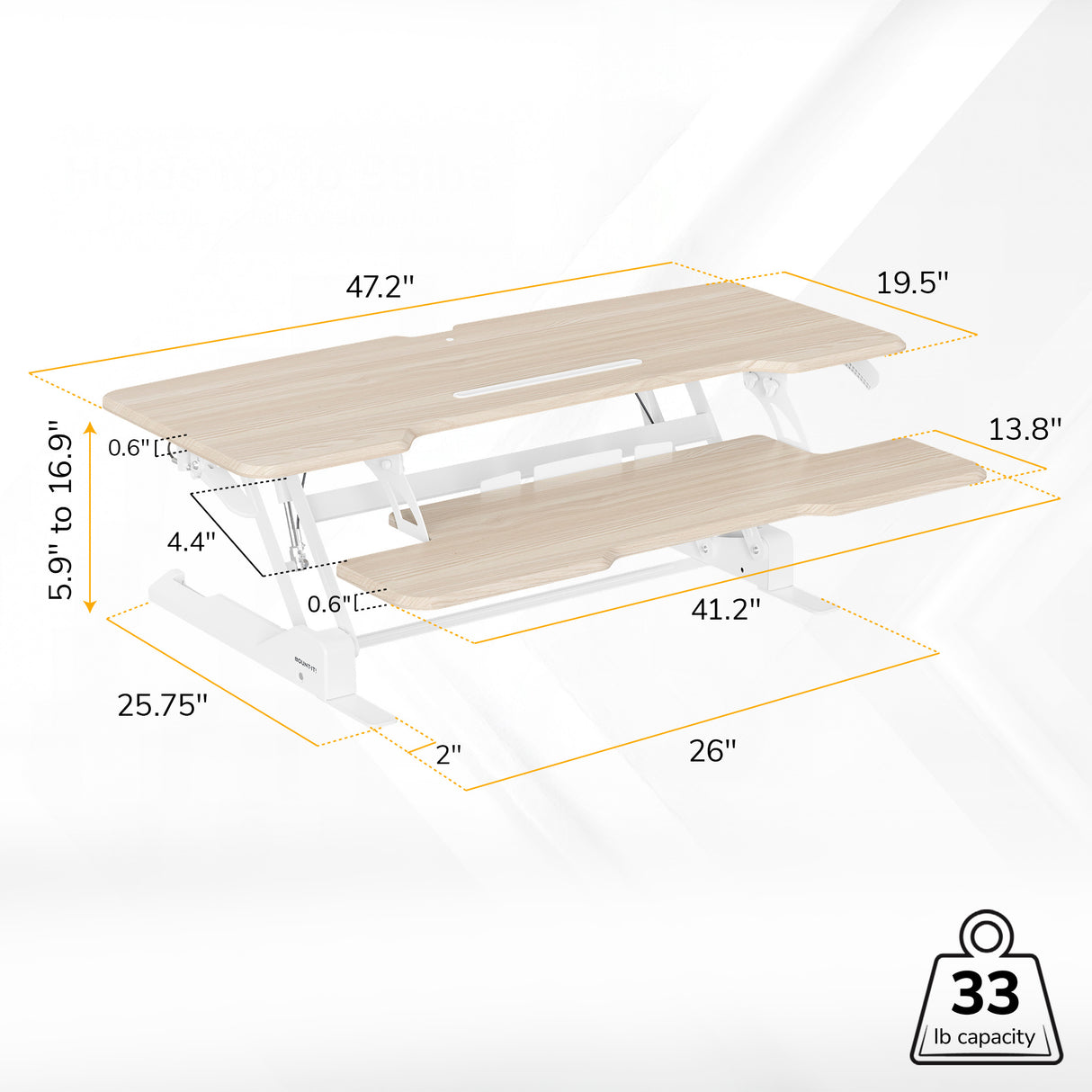 Large Standing Desk Converter with 47" Desktop