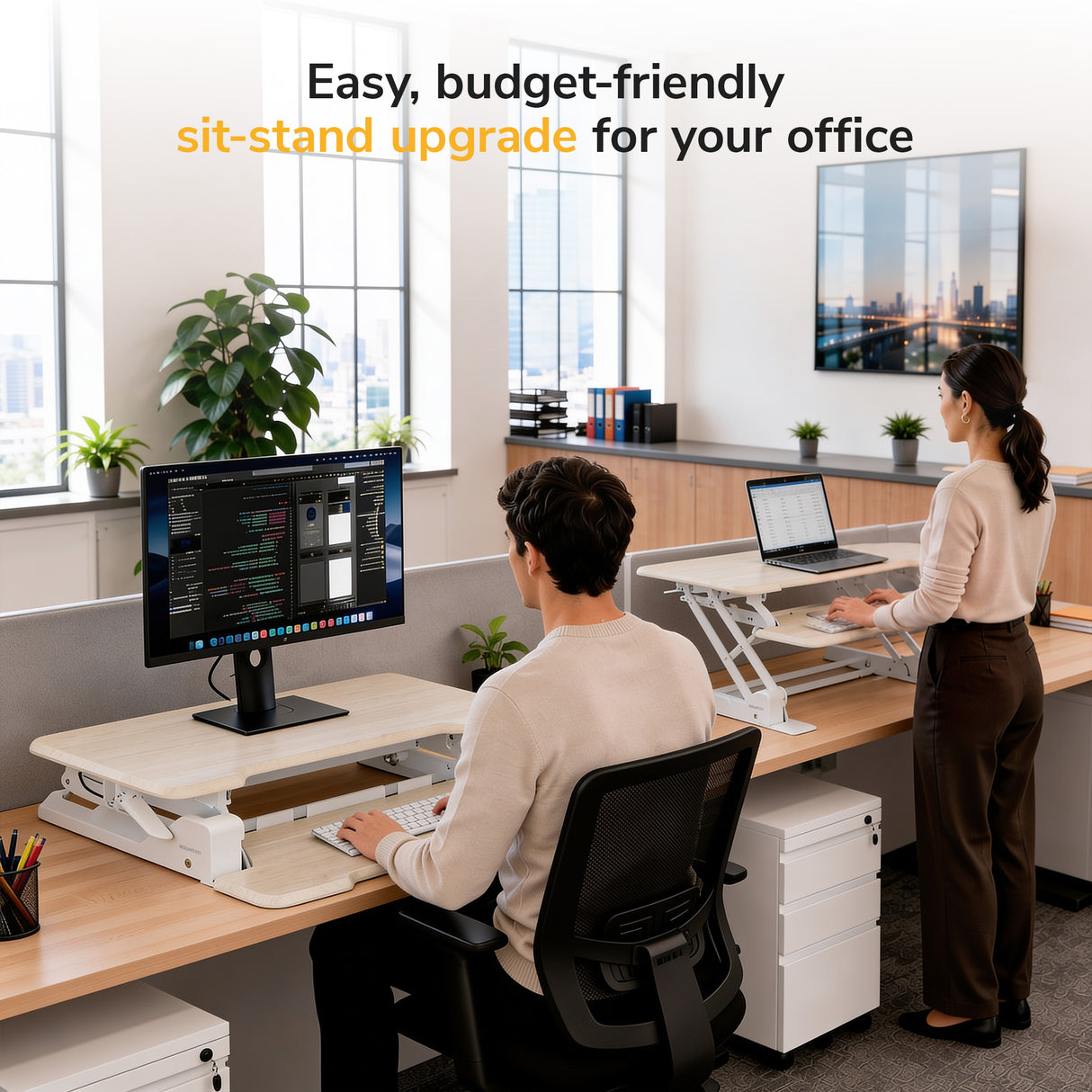 Compact Standing Desk Converter with 30" Desktop