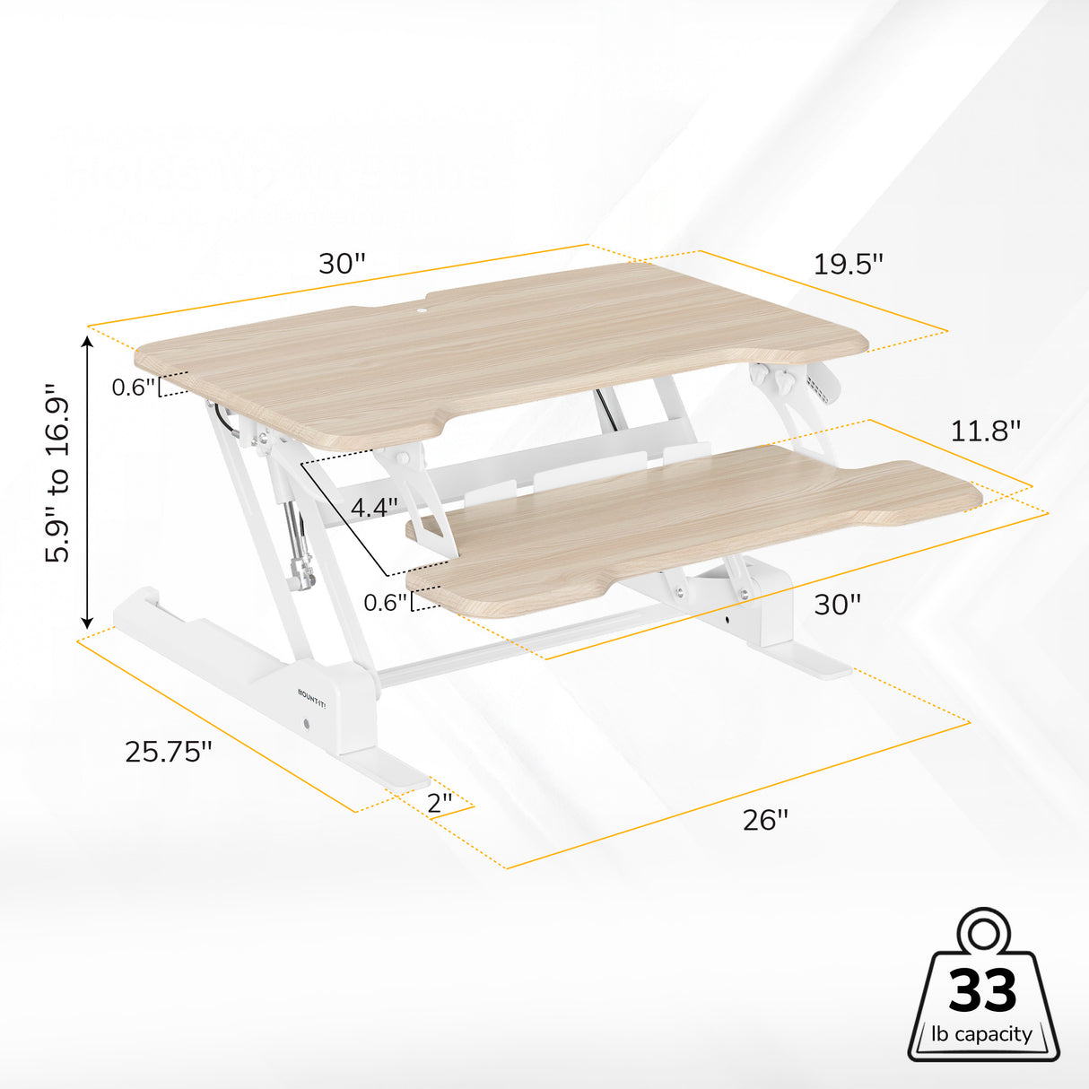 Compact Standing Desk Converter with 30" Desktop