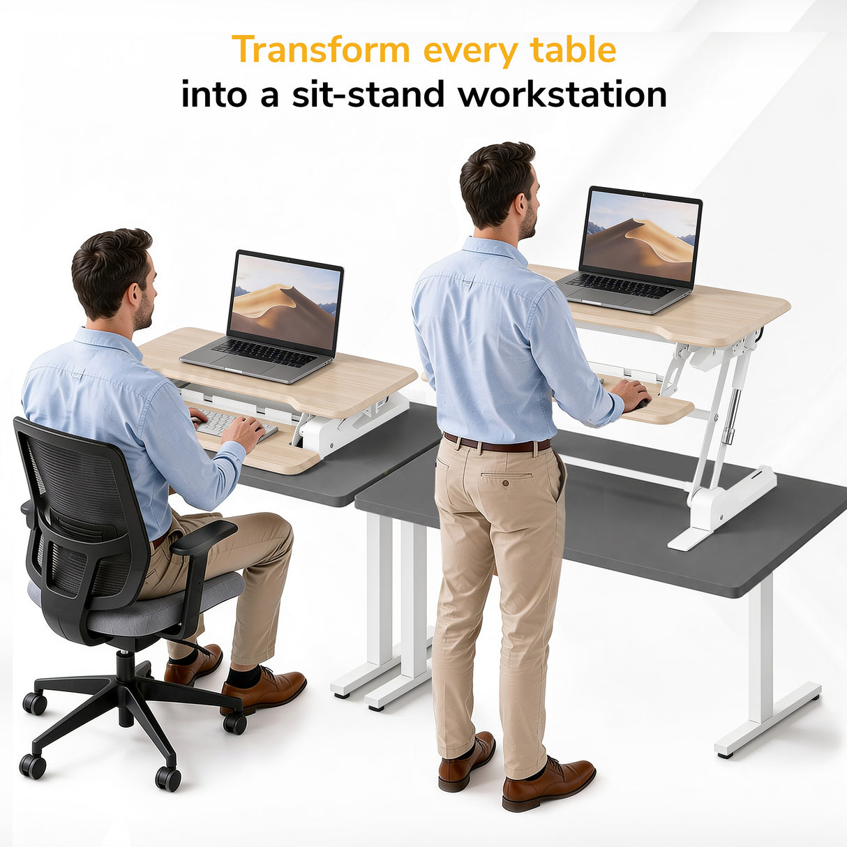 Compact Standing Desk Converter with 30" Desktop