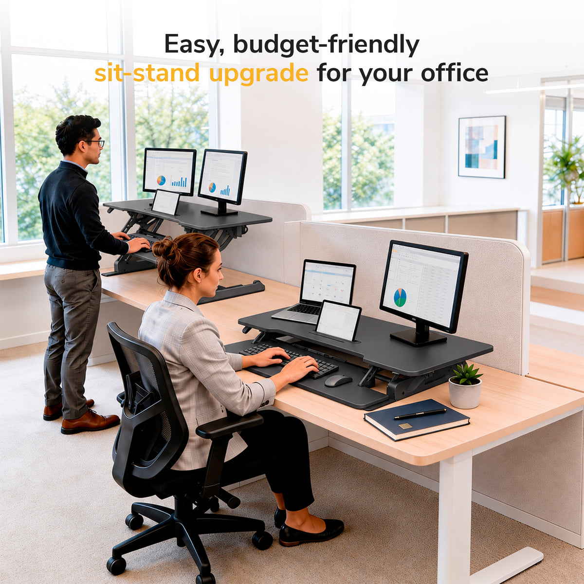 Large Standing Desk Converter with 47" Desktop