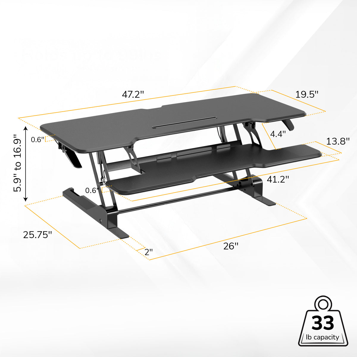 Large Standing Desk Converter with 47" Desktop