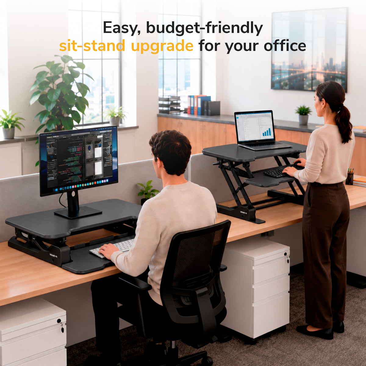 Compact Standing Desk Converter with 30" Desktop