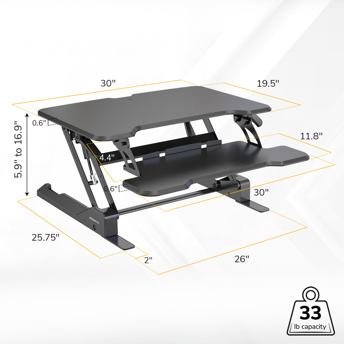 Compact Standing Desk Converter with 30" Desktop