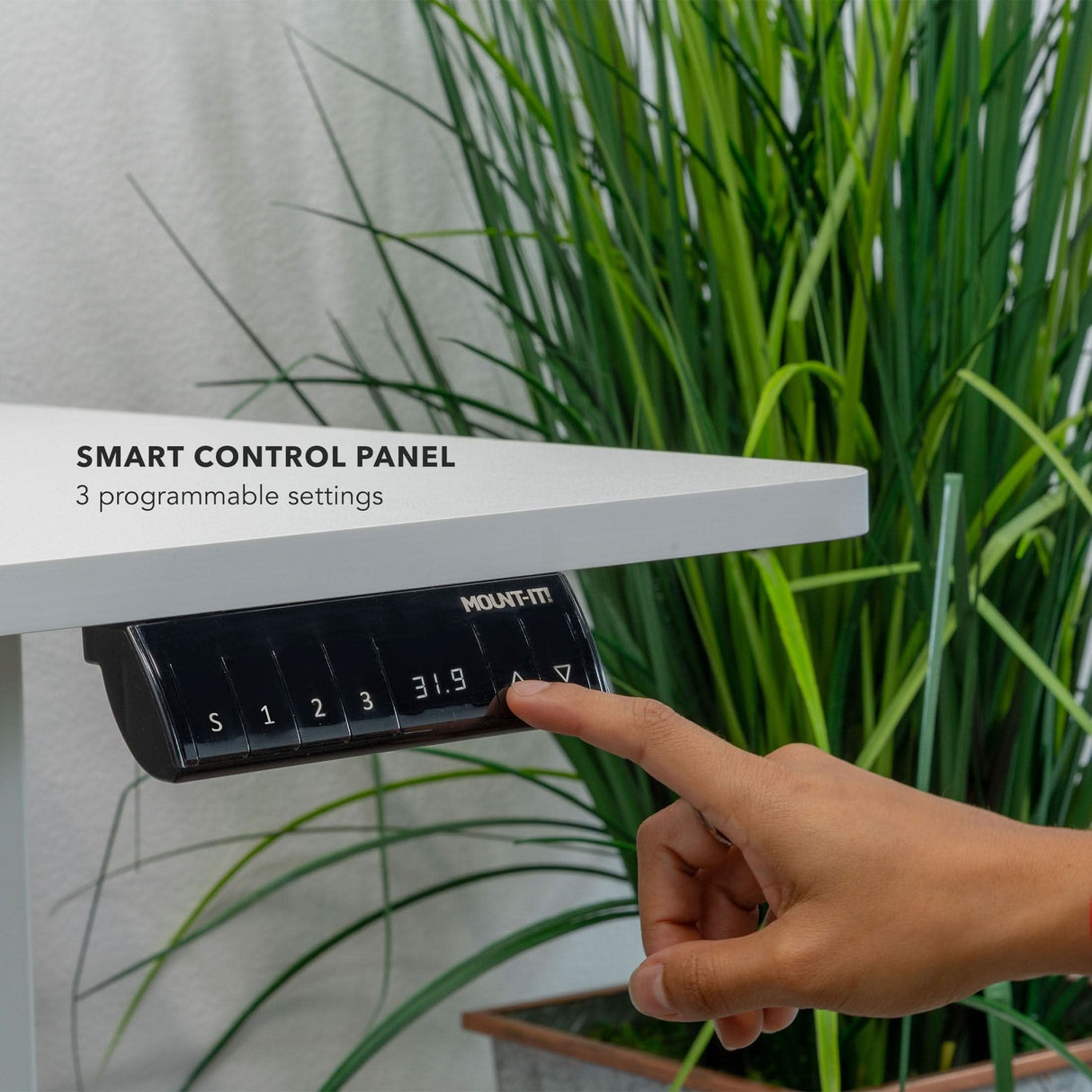 Large Electric Height Adjustable Corner Standing Desk Smart control panel on electric desk