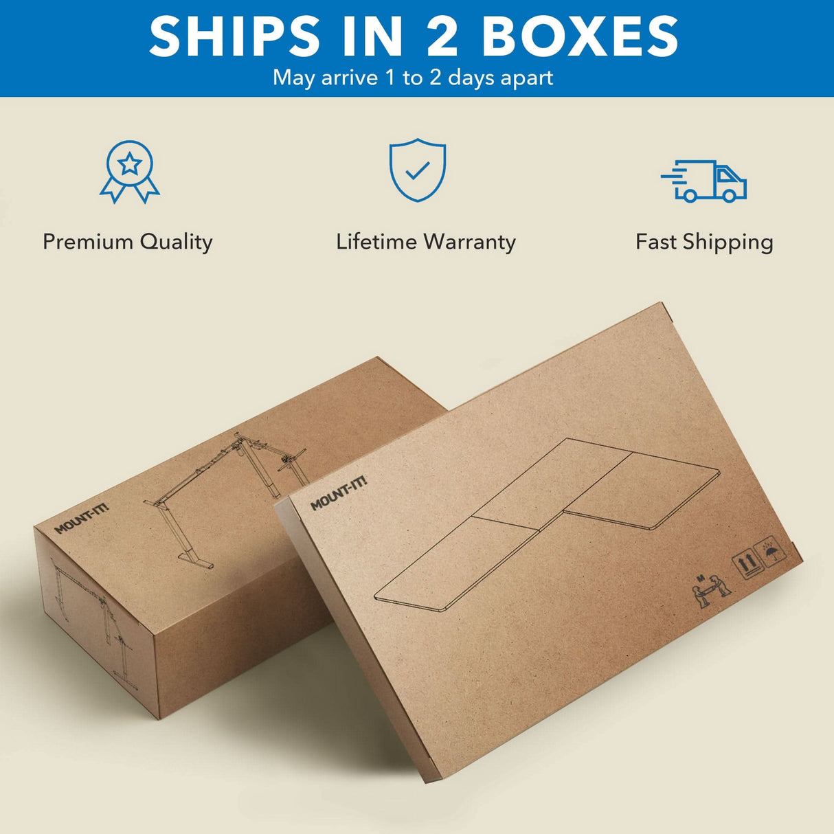 Large Electric Height Adjustable Corner Standing Desk Desks ship in 2 boxes.