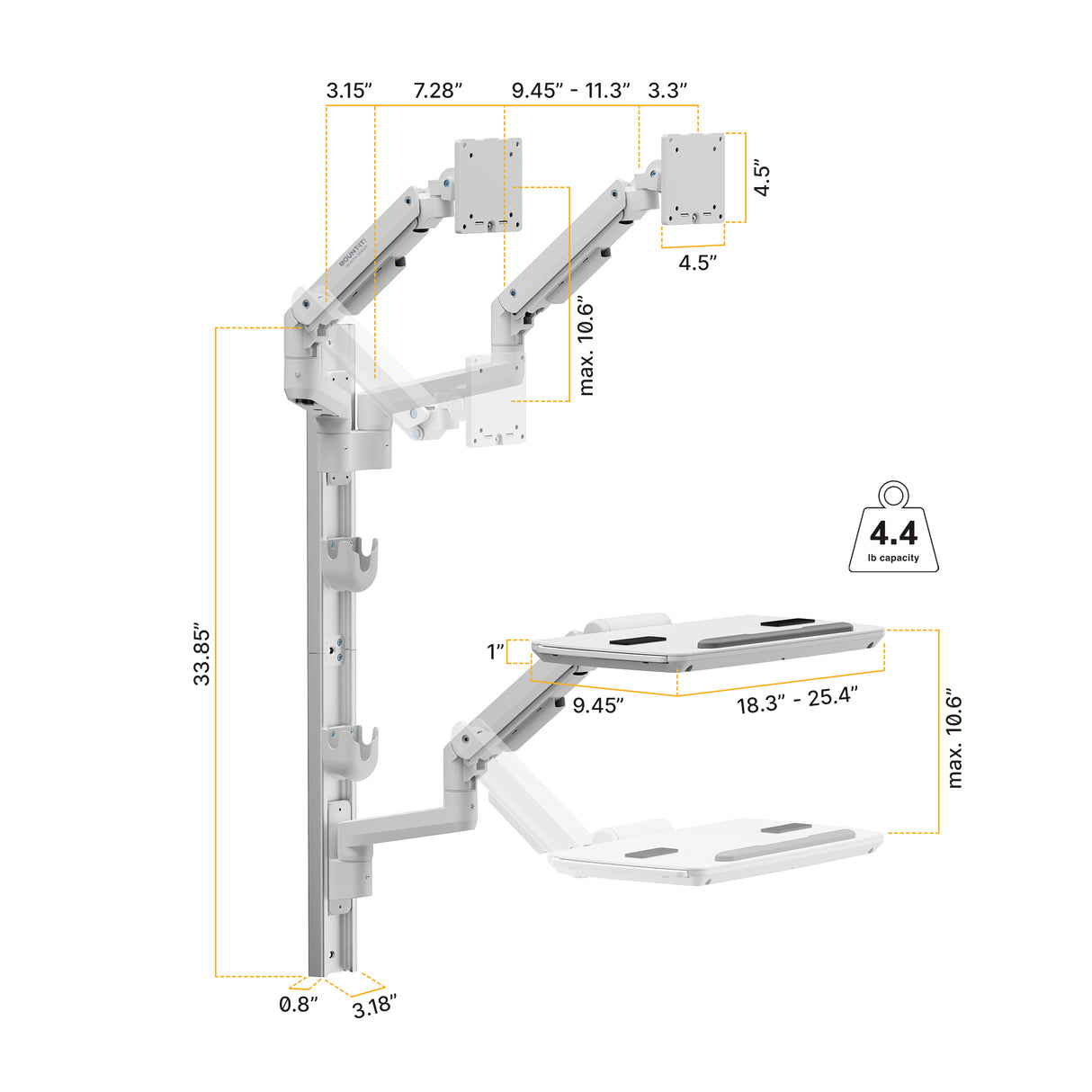 MedHub Dual Monitor Wall Workstation