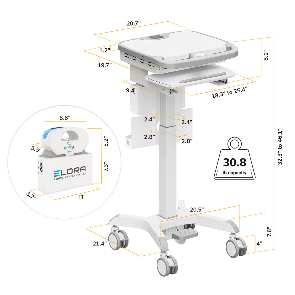 MedHub Mobile Workstation - Powered - Image 12 - Mount-It!