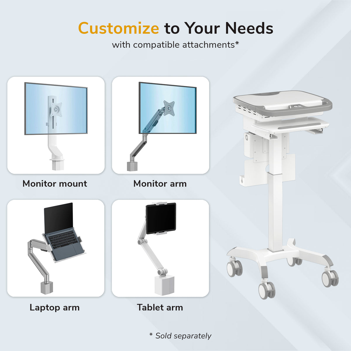 MedHub Motorized Mobile Workstation - Powered - Image 6 - Mount-It!