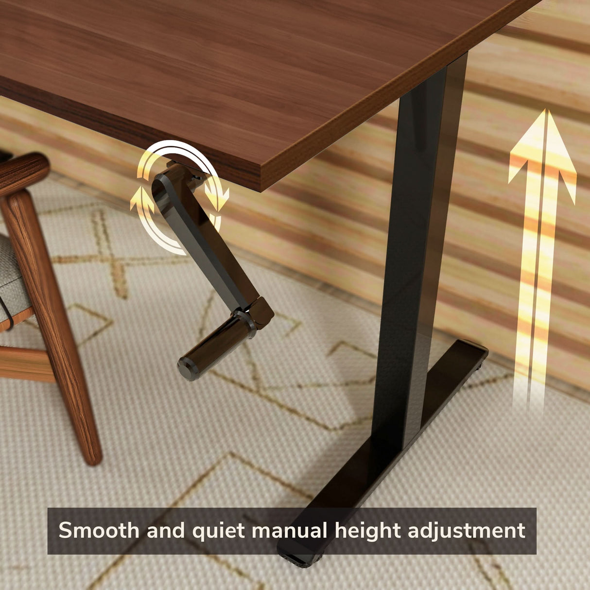 Hand Crank Standing Desk with 55" Tabletop - Black Base Hand Crank Standing Desk with 55" Tabletop - Black Base