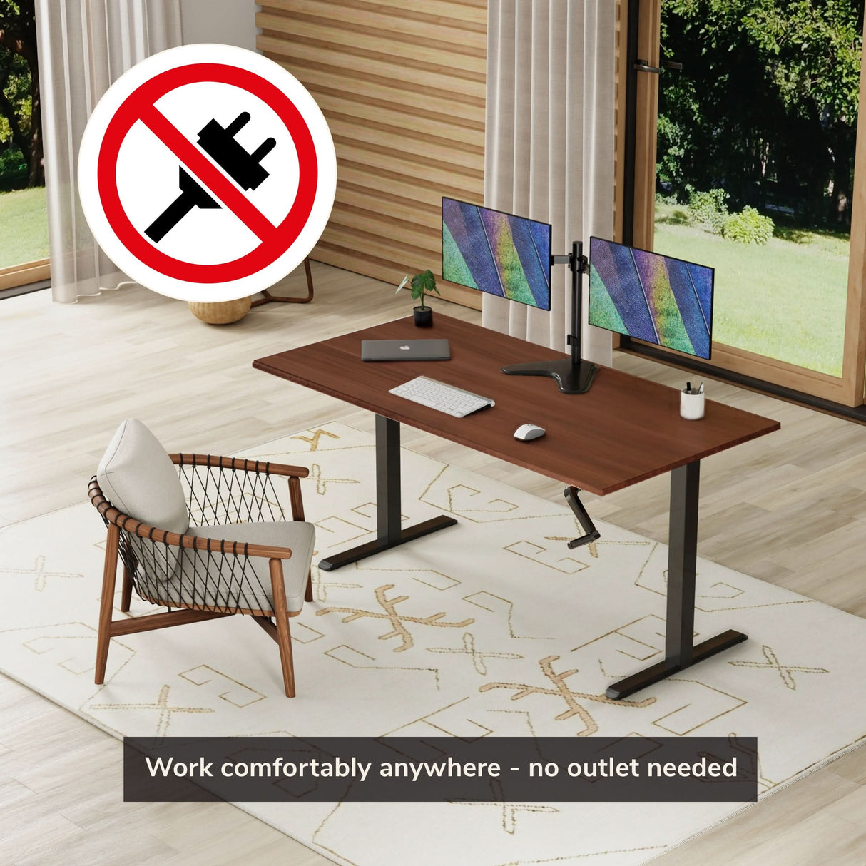 Hand Crank Standing Desk with 55" Tabletop - Black Base Hand Crank Standing Desk with 55" Tabletop - Black Base