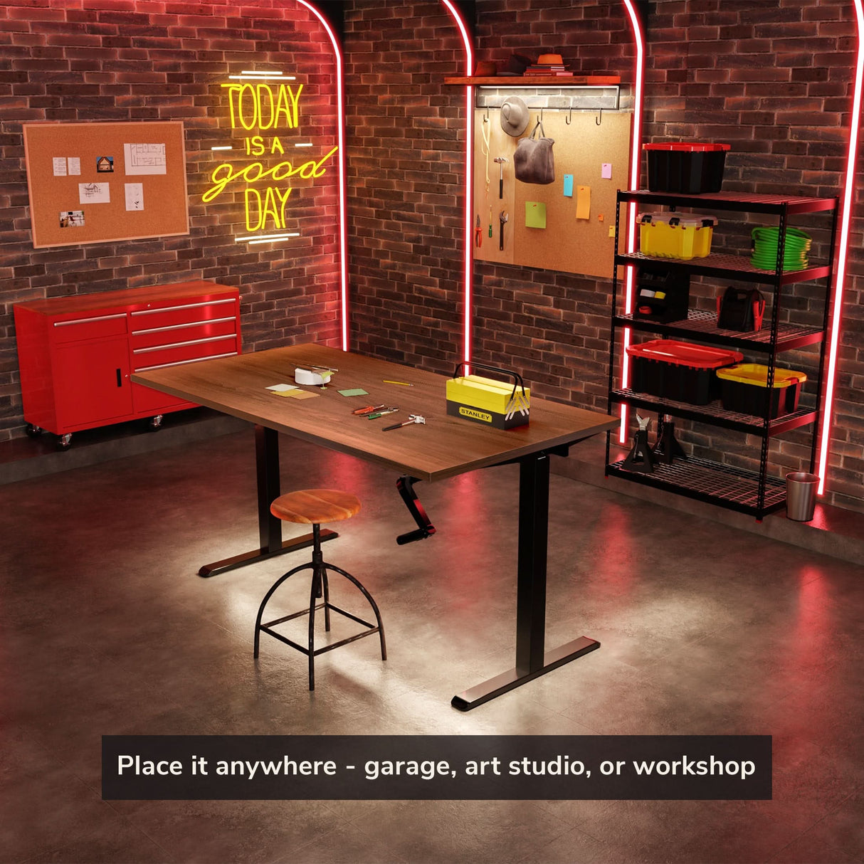 Hand Crank Standing Desk with 55" Tabletop - Black Base Hand Crank Standing Desk with 55" Tabletop - Black Base