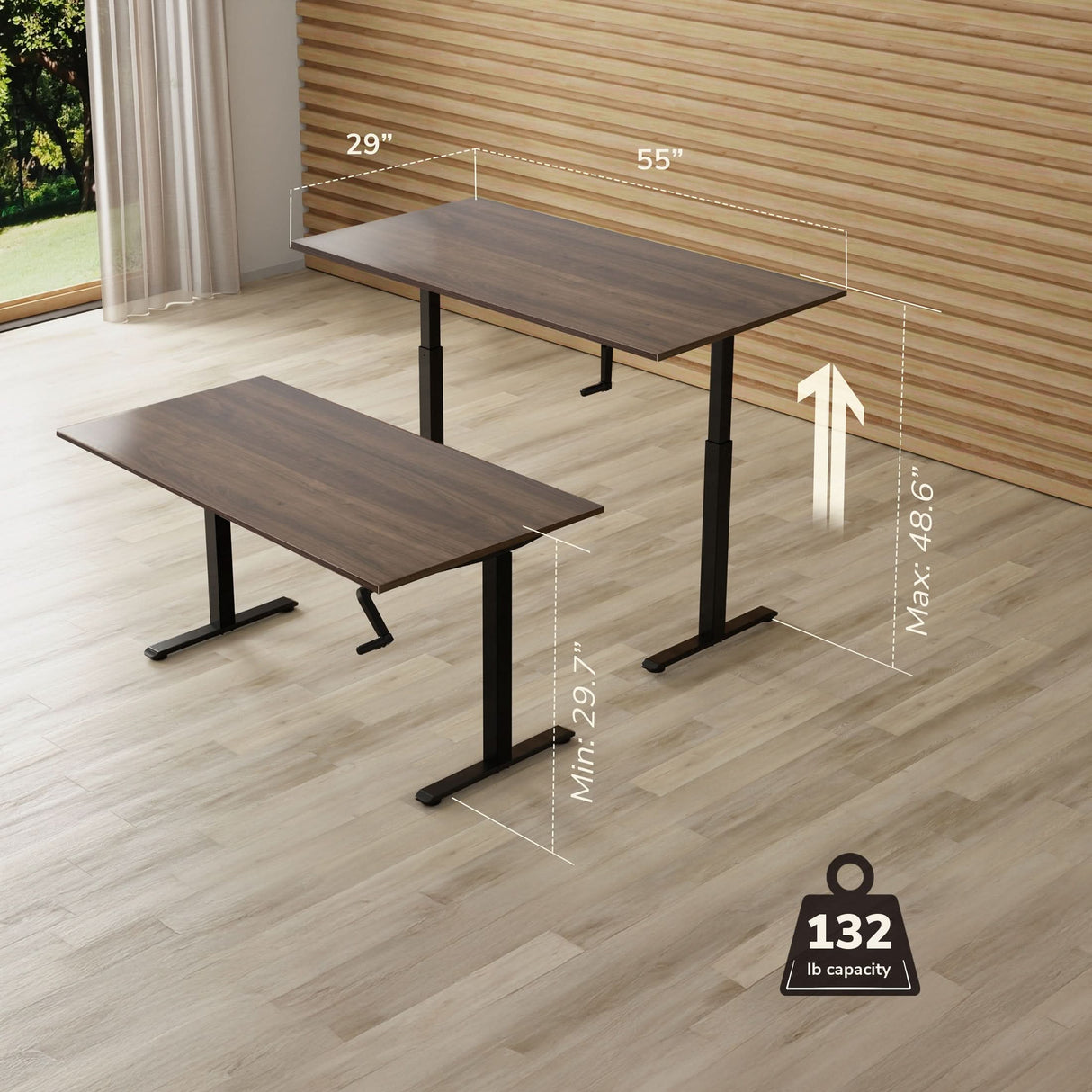 Hand Crank Standing Desk with 55" Tabletop - Black Base Hand Crank Standing Desk with 55" Tabletop - Black Base