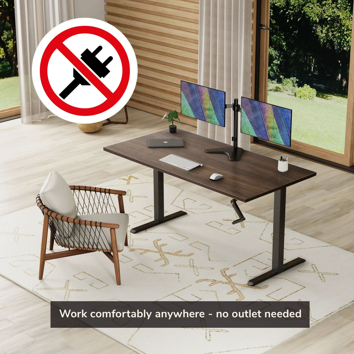 Hand Crank Standing Desk with 55" Tabletop - Black Base Hand Crank Standing Desk with 55" Tabletop - Black Base