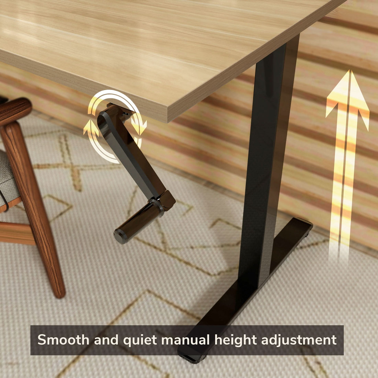 Hand Crank Standing Desk with 55" Tabletop - Black Base Hand Crank Standing Desk with 55" Tabletop - Black Base