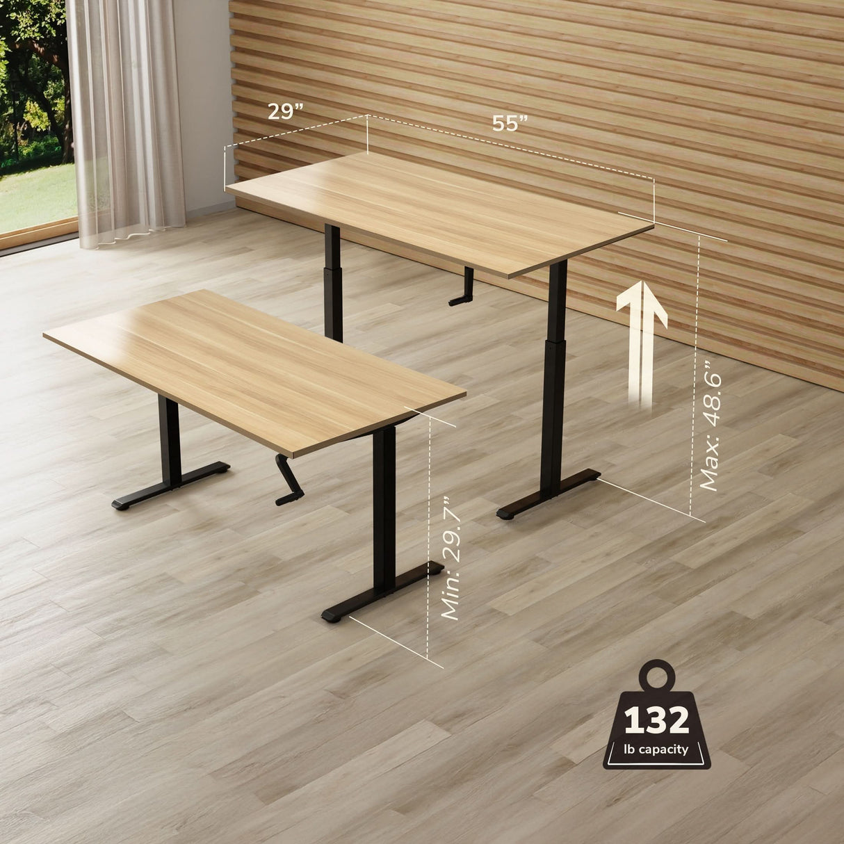 Hand Crank Standing Desk with 55" Tabletop - Black Base Hand Crank Standing Desk with 55" Tabletop - Black Base