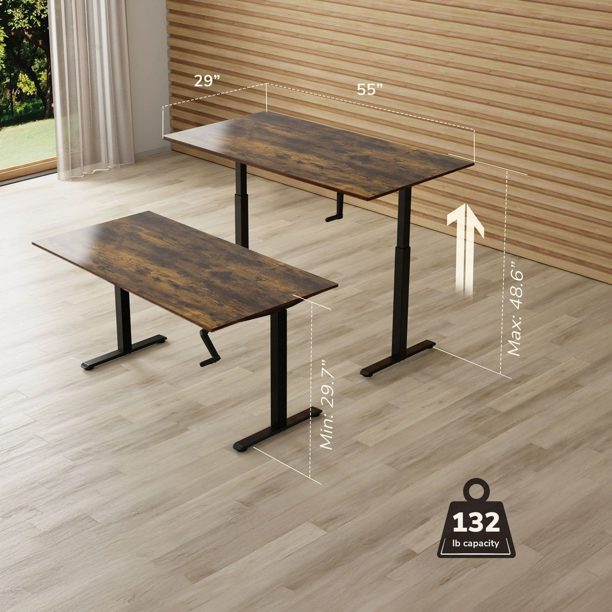 Hand Crank Standing Desk with 55" Tabletop - Black Base Hand Crank Standing Desk with 55" Tabletop - Black Base