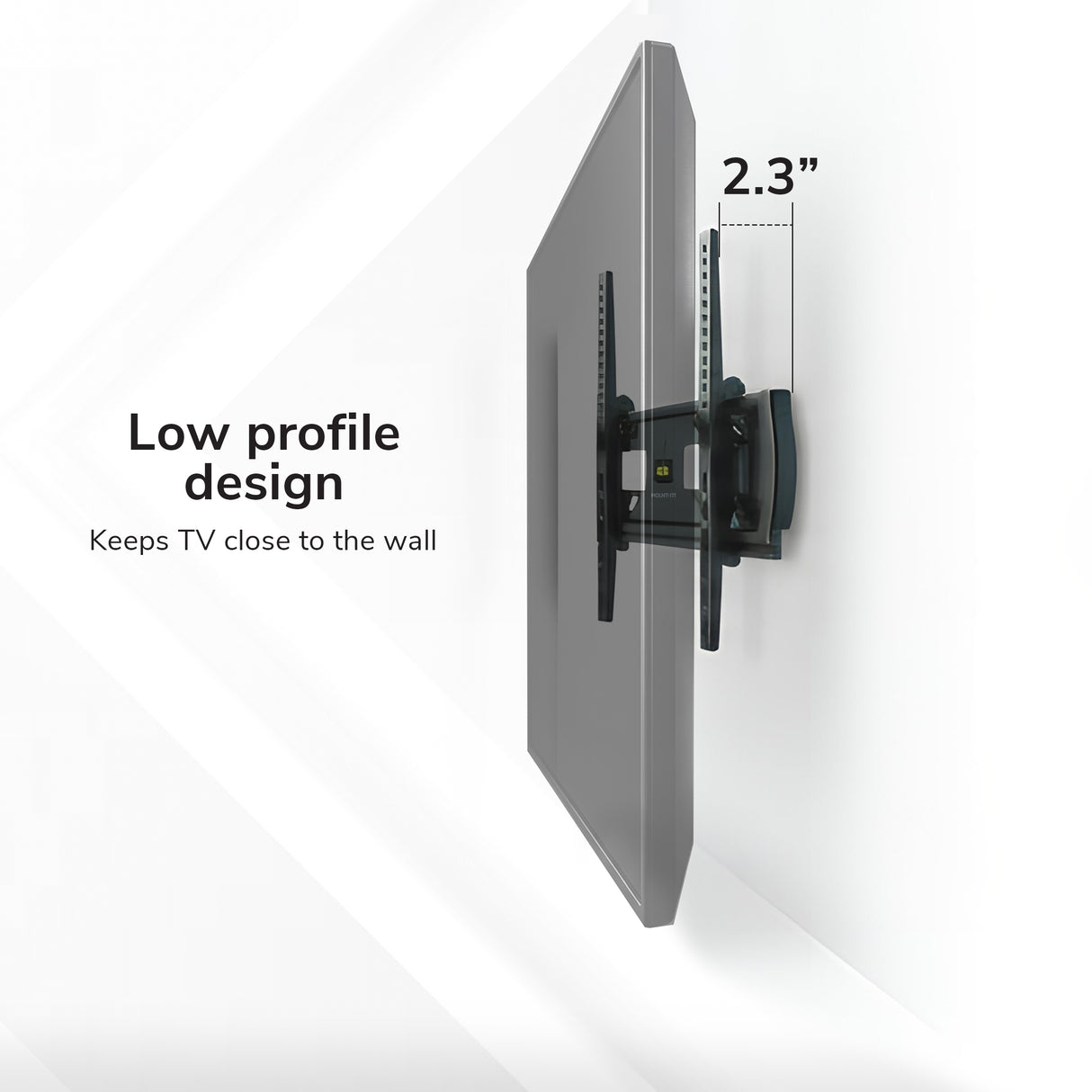Locking Anti-Theft TV Wall Mount The Mount-It! Locking Anti-Theft TV Wall Mount features a low profile design, keeping your TV just 2.3 inches from the wall. Compatible with VESA 400x400, it securely mounts your flat-screen close to the wall for a sleek look.