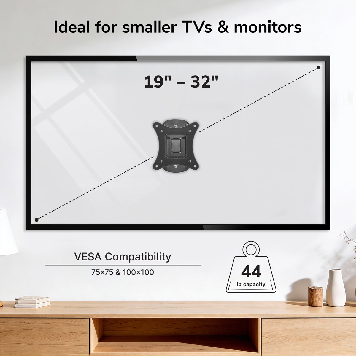 Single Stud Tilt and Swivel TV Wall Mount