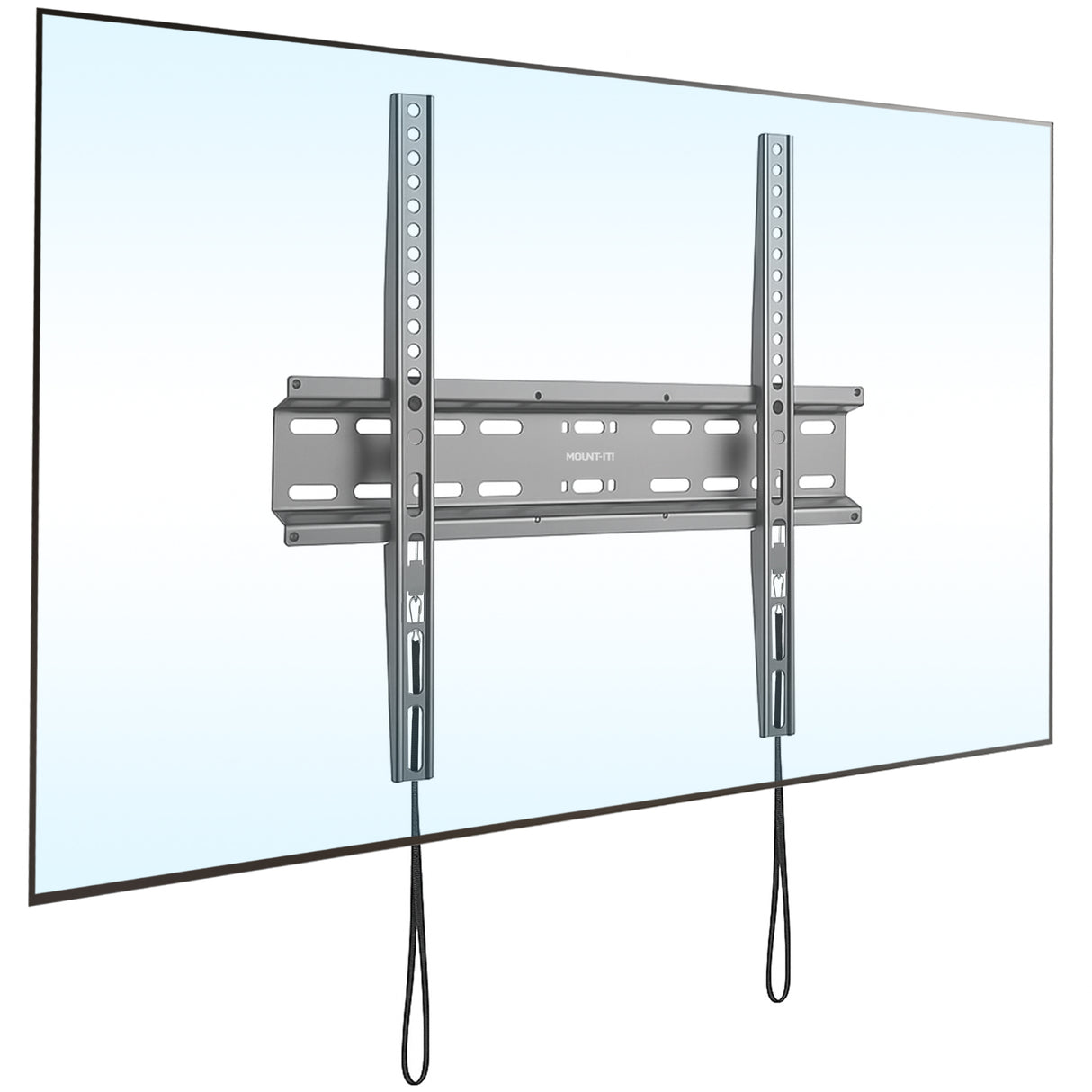 Low Profile Slim TV Wall Mount Fixed TV Bracket Mount-It! Low Profile Slim TV Wall Mount Fixed TV Bracket designed for 32- to 55-inch flat-panel TVs, featuring high-strength steel construction, anti-lift spring locks for security, and compatibility with VESA patterns up to 400x400 mm, mounting TVs just 1.1 inches from the wall for a sleek, space-saving setup ideal for living rooms, bedrooms, or offices.