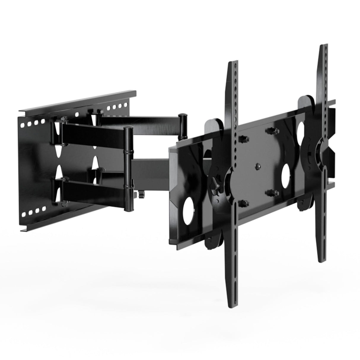 Heavy Duty Full Motion TV Wall Mount with Extension Heavy Duty Full Motion TV Wall Mount with Extension featuring a dual arm design and sturdy steel construction, designed to support large, heavy TVs up to 220 pounds. Offers full motion capabilities with 45-degree swivel, 15-degree tilt, and extends from 3.7 inches to nearly 20 inches from the wall for optimal viewing flexibility. Compatible with VESA patterns up to 800mm by 400mm.