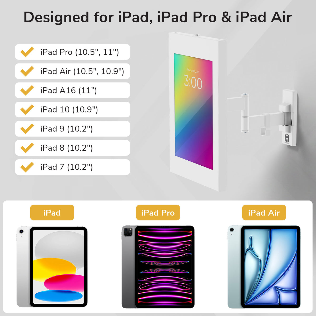 Anti-Theft Full-Motion Tablet Wall Mount