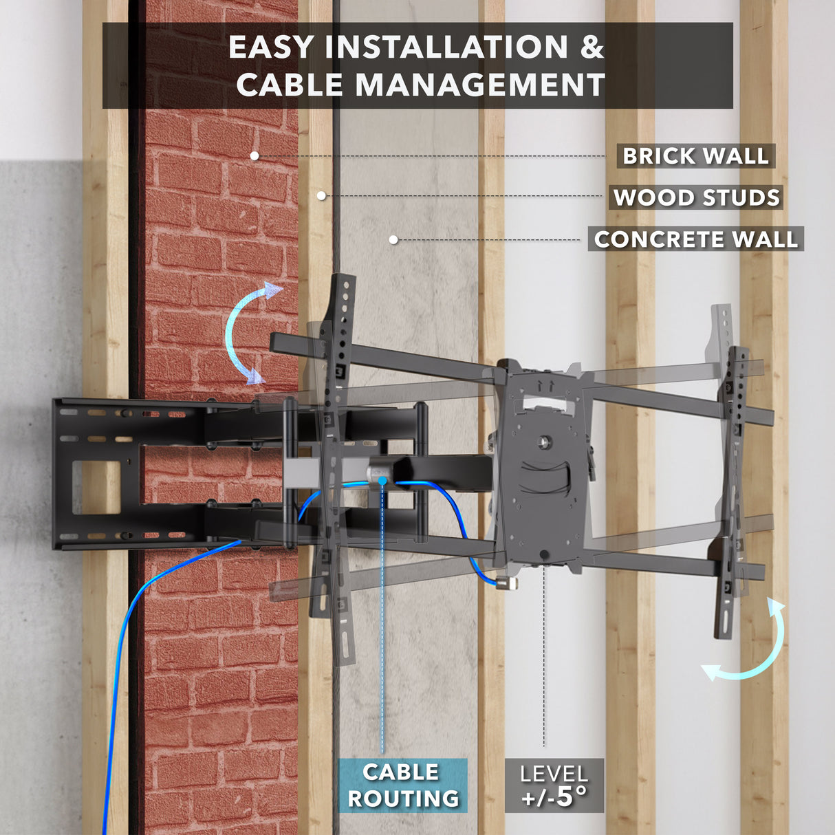 Heavy Duty Dual Arm TV Wall Mount with Extra Long Extension Heavy Duty Dual Arm TV Wall Mount with Extra Long Extension