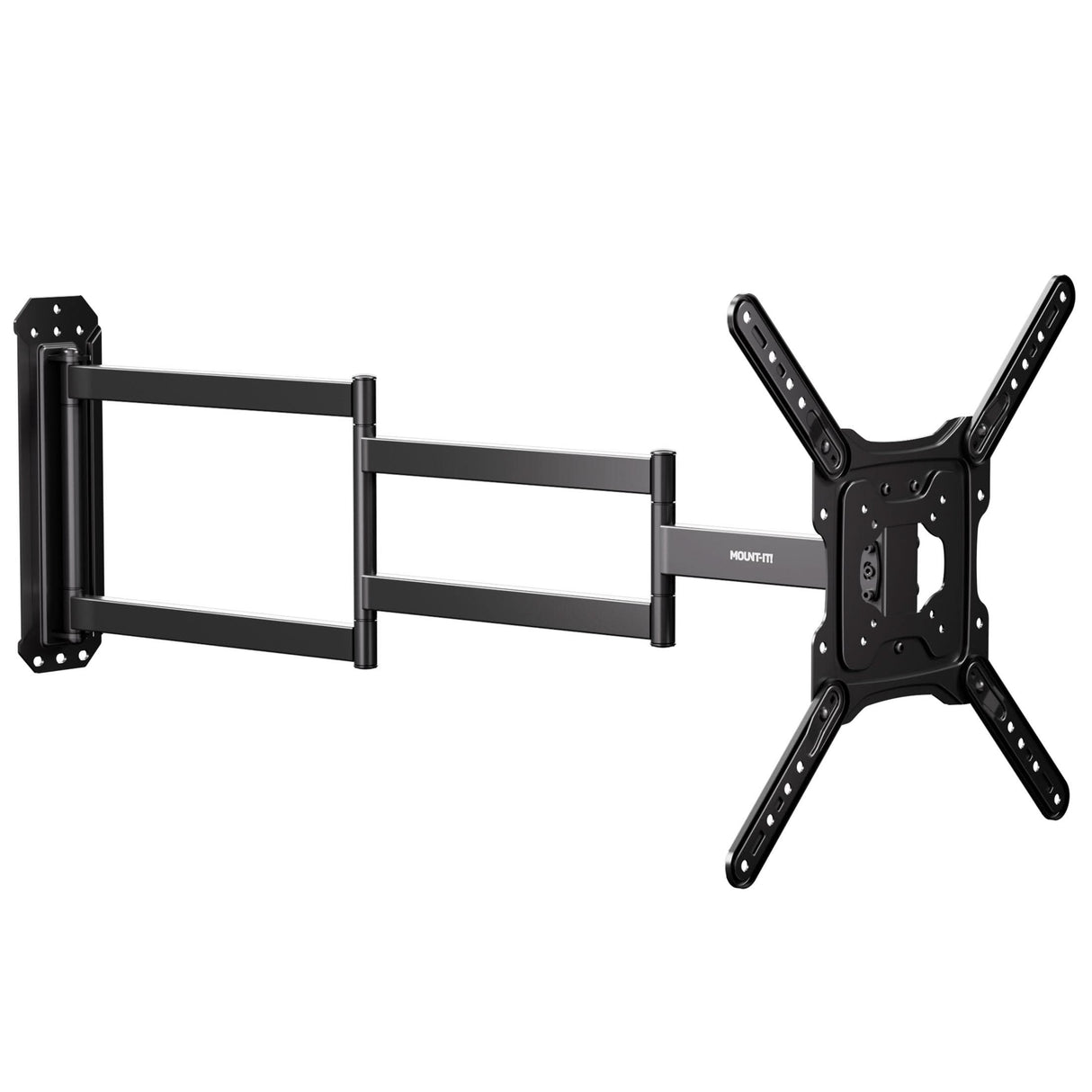 Full Motion TV Wall Mount with Extra Long Extension for 23"-65" TVs Full Motion TV Wall Mount with Extra Long Extension designed for 23 to 65 inch TVs, featuring a durable steel construction with a 37.2 inch extension arm, allowing smooth swivel, tilt, and level adjustments for optimal viewing angles. Suitable for corner mounting and compatible with various VESA patterns, enabling secure and flexible installation on single wood studs or solid walls, enhancing comfort and reducing glare.