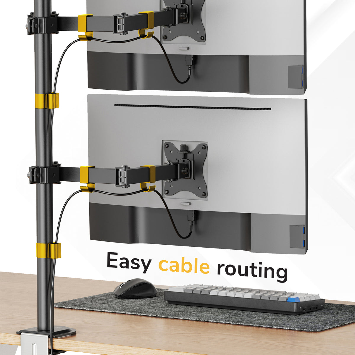 Full Motion Dual Stacking Monitor Mount with Extra-Tall Pole