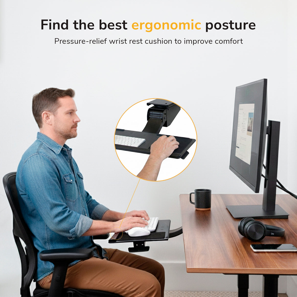 Standing Keyboard and Mouse Platform With Ergonomic Wrist Rest Pad Standing Keyboard and Mouse Platform With Ergonomic Wrist Rest Pad